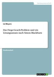 Cover von Das Frege-Geach-Problem und ein Lösungsansatz nach Simon Blackburn