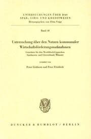 Cover von Untersuchung über den Nutzen kommunaler Wirtschaftsförderungsmaßnahmen.