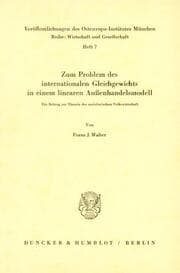 Cover von Zum Problem des internationalen Gleichgewichts in einem linearen Außenhandelsmodell.