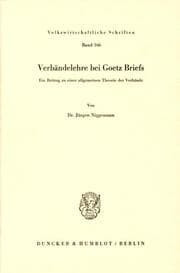 Cover von Verbändelehre bei Goetz Briefs.