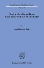 Cover von Die deutschen Bundesländer in den Europäischen Gemeinschaften.