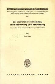 Cover von Das diskretionäre Einkommen, seine Bestimmung und Verwendung
