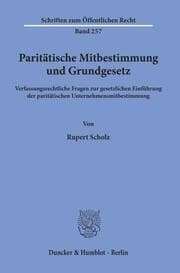 Cover von Paritätische Mitbestimmung und Grundgesetz.