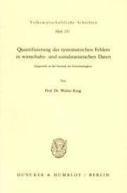 Cover von Quantifizierung des systematischen Fehlers in wirtschafts- und sozialstatistischen Daten.