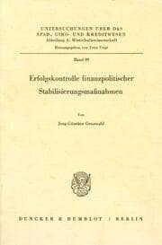 Cover von Erfolgskontrolle finanzpolitischer Stabilisierungsmaßnahmen.