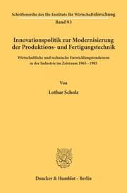 Cover von Innovationspolitik zur Modernisierung der Produktions- und Fertigungstechnik.