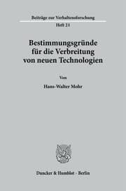 Cover von Bestimmungsgründe für die Verbreitung von neuen Technologien.