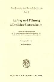 Cover von Auftrag und Führung öffentlicher Unternehmen.