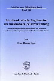 Cover von Die demokratische Legitimation der funktionalen Selbstverwaltung.