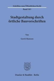 Cover von Stadtgestaltung durch örtliche Bauvorschriften.