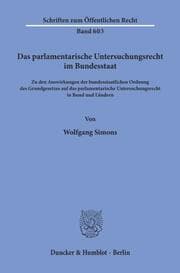 Cover von Das parlamentarische Untersuchungsrecht im Bundesstaat.