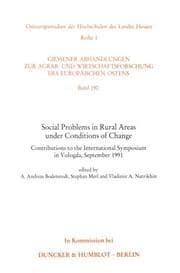 Cover von Social Problems in Rural Areas under Conditions of Change.