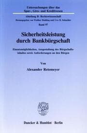 Cover von Sicherheitsleistung durch Bankbürgschaft.