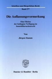 Cover von Die Auflassungsvormerkung.