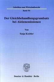 Cover von Der Gleichbehandlungsgrundsatz bei Aktienemissionen