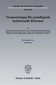 Cover von Voraussetzungen für grundlegende institutionelle Reformen.