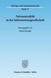 Cover von Netzneutralität in der Informationsgesellschaft.