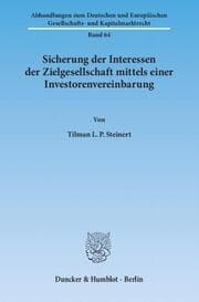 Cover von Sicherung der Interessen der Zielgesellschaft mittels einer Investorenvereinbarung.