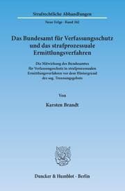 Cover von Das Bundesamt für Verfassungsschutz und das strafprozessuale Ermittlungsverfahren.
