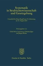 Cover von Systematik in Strafrechtswissenschaft und Gesetzgebung.