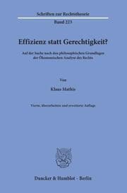 Cover von Effizienz statt Gerechtigkeit?
