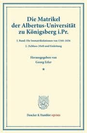 Cover von Die Matrikel der Albertus-Universität zu Königsberg i.Pr.