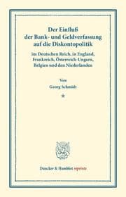 Cover von Der Einfluß der Bank- und Geldverfassung auf die Diskontopolitik