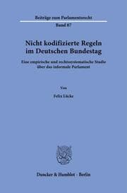 Cover von Nicht kodifizierte Regeln im Deutschen Bundestag.