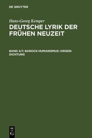 Cover von Barock-Humanismus: Krisen-Dichtung