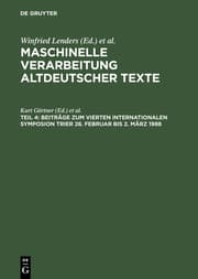 Cover von Beiträge zum Vierten Internationalen Symposion, Trier 28.Februar bis 2.März 1988