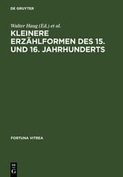 Cover von Kleinere Erzählformen des 15 und 16 Jahrhunderts