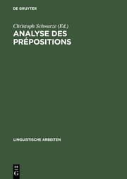 Cover von Analyse des prépositions
