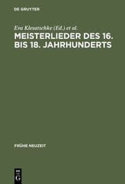 Cover von Meisterlieder des 16.bis 18.Jahrhunderts