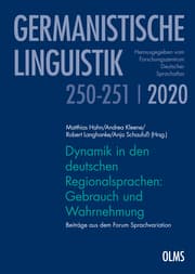Cover von Dynamik in den deutschen Regionalsprachen: Gebrauch und Wahrnehmung
