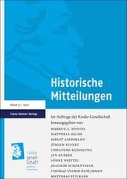 Cover von Historische Mitteilungen 33 (2022)