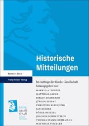 Cover von Historische Mitteilungen 34 (2023)