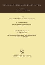 Cover von Allokationsbedingungen im Arbeitsmarkt