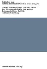 Cover von Zur Rechtssoziologie Max Webers