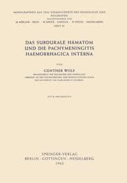 Cover von Das Subdurale Hämatom und die Pachymeningitis Haemorrhagica Interna