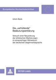 Cover von Die 'verhüllende' Bedeutungserklärung