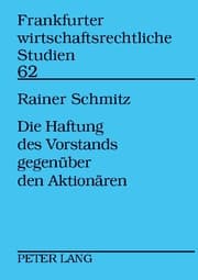 Cover von Die Haftung des Vorstands gegenüber den Aktionären