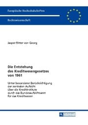 Cover von Die Entstehung des Kreditwesengesetzes von 1961