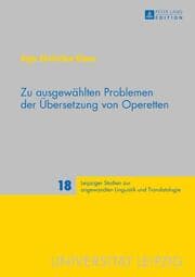 Cover von Zu ausgewählten Problemen der Übersetzung von Operetten