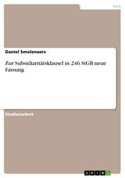 Cover von Zur Subsidiaritätsklausel in 246 StGB neue Fassung