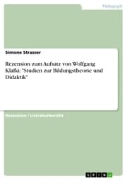 Cover von Rezension zum Aufsatz von Wolfgang Klafki: 'Studien zur Bildungstheorie und Didaktik'
