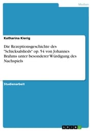 Cover von Die Rezeptionsgeschichte des 'Schicksalslieds' op. 54 von Johannes Brahms unter besonderer Würdigung des Nachspiels