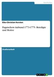 Cover von Pugatschow-Aufstand 1773-1775 - Beteiligte und Motive