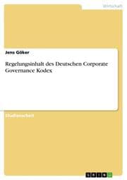 Cover von Regelungsinhalt des Deutschen Corporate Governance Kodex