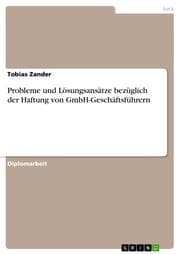 Cover von Probleme und Lösungsansätze bezüglich der Haftung von GmbH-Geschäftsführern