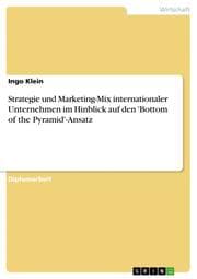 Cover von Strategie und Marketing-Mix internationaler Unternehmen im Hinblick auf den 'Bottom of the Pyramid'-Ansatz